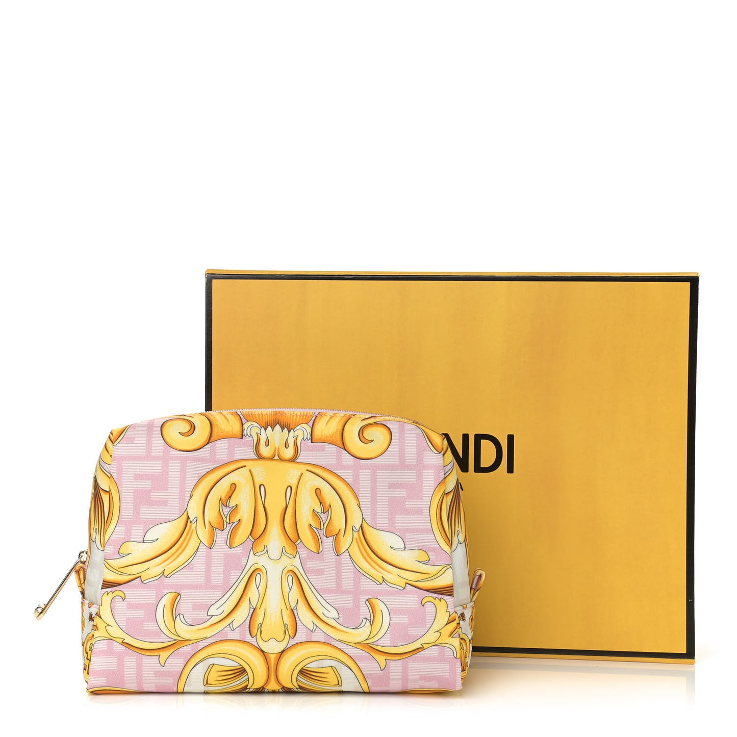 X VERSACE Nylon Fendace FF Baroque Medium Trapezoid Beauty Pouch Pink
