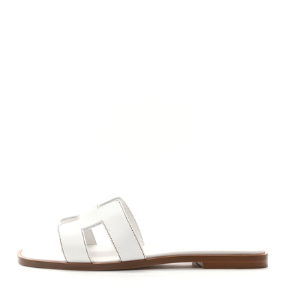 Hermes Box Calfskin Oran Sandals 37 White 1 of 8