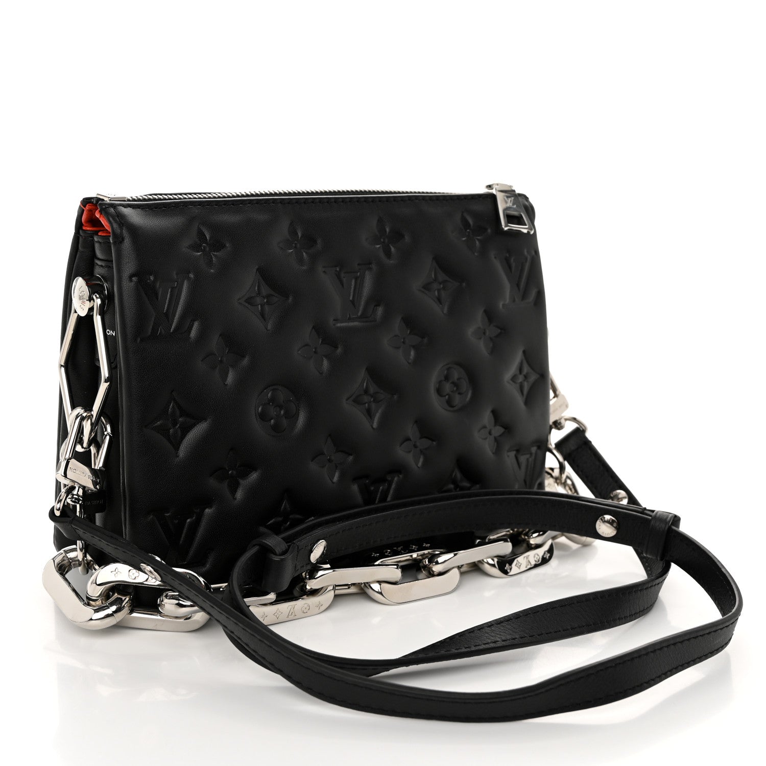 Louis Vuitton Lambskin Embossed Monogram Coussin BB Black 3 of 12