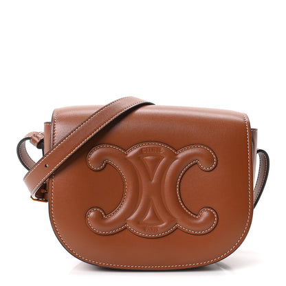 Celine Smooth Calfskin Cuir Triomphe Folco Crossbody Bag Tan 1 of 9