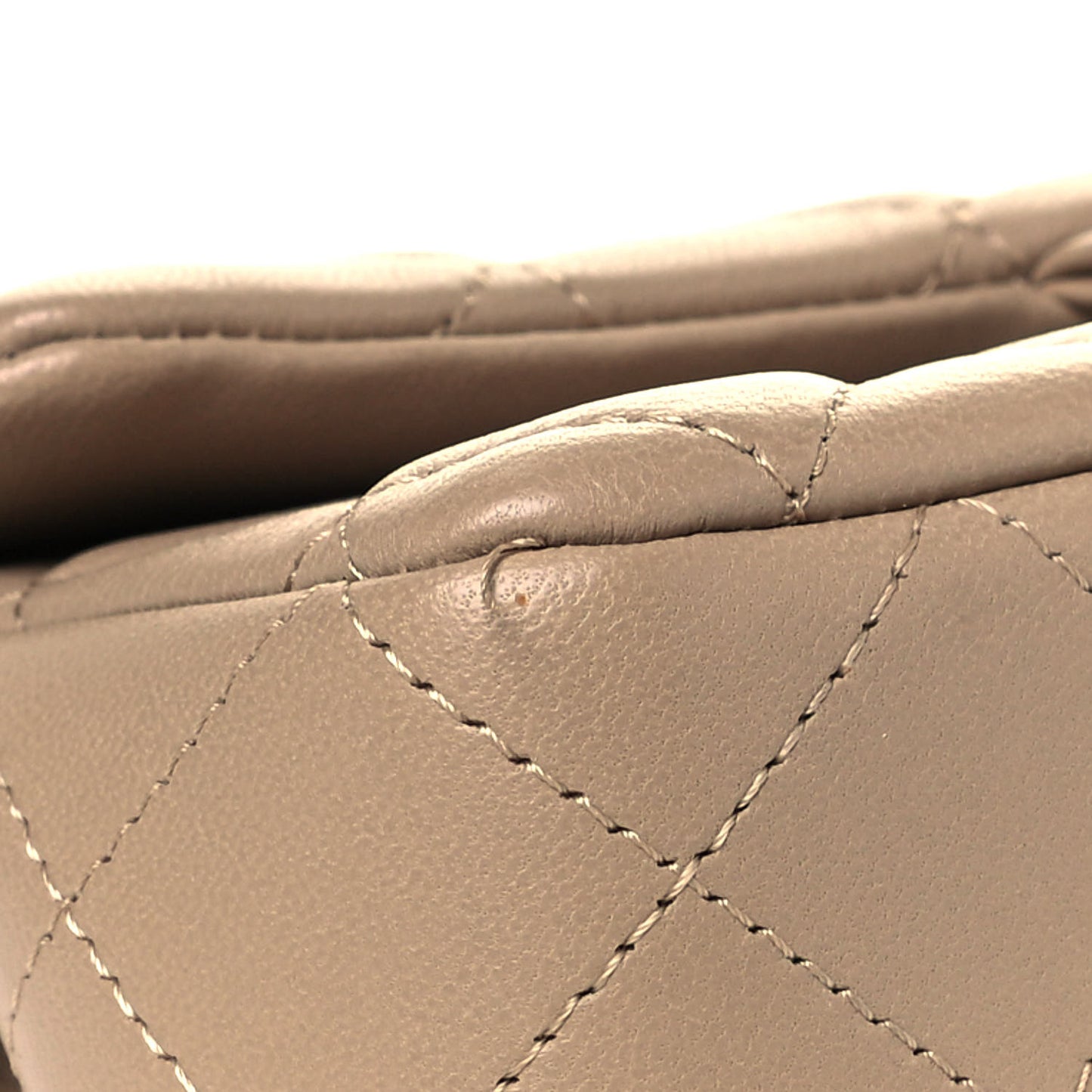 Lambskin Quilted Mini Rectangular Flap Dark Beige