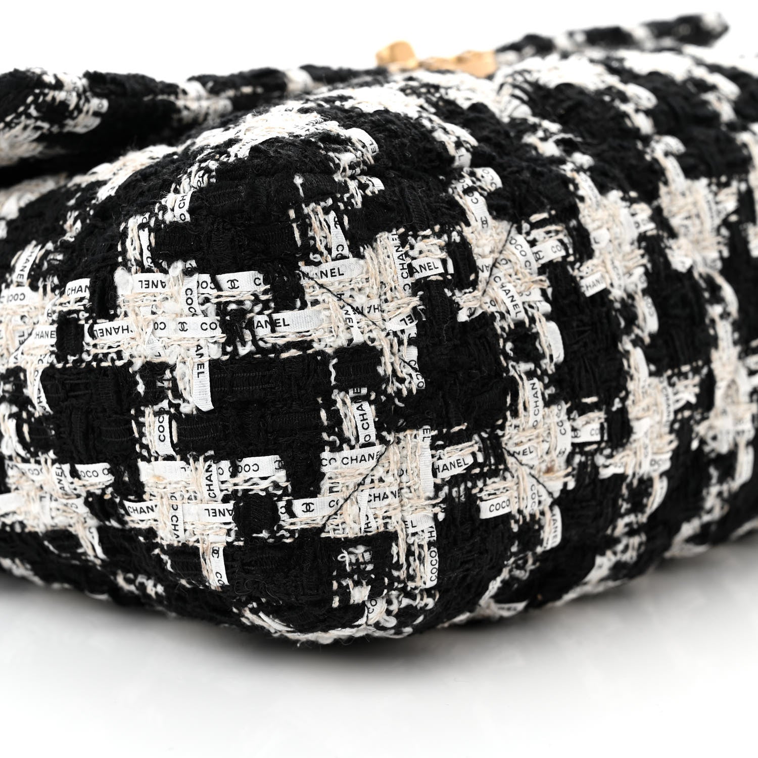 Chanel Tweed Quilted Large Chanel 19 Flap Black Ecru White 9 of 11