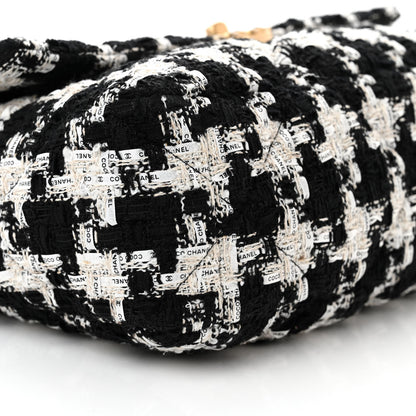 Chanel Tweed Quilted Large Chanel 19 Flap Black Ecru White 9 of 11