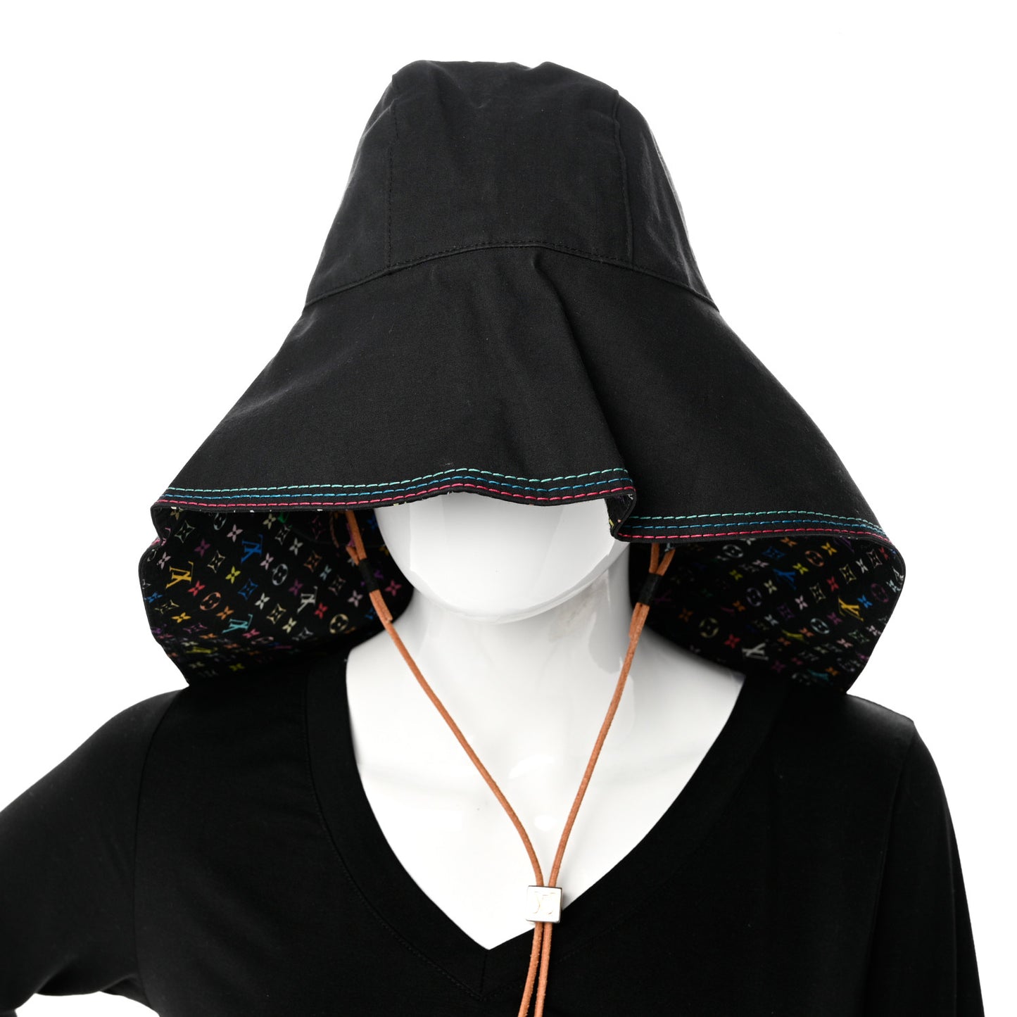 Cotton Monogram Multicolor Printed Reversible Hiker Hat Black