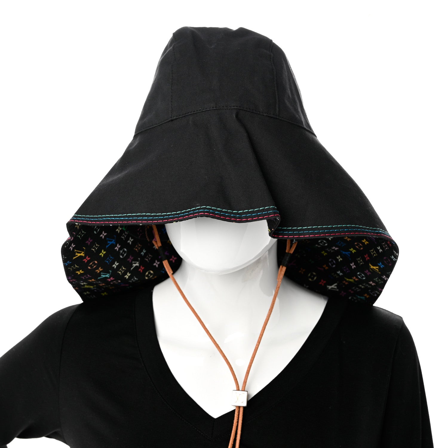 Louis Vuitton Cotton Monogram Multicolor Printed Reversible Hiker Hat Black 2 of 11