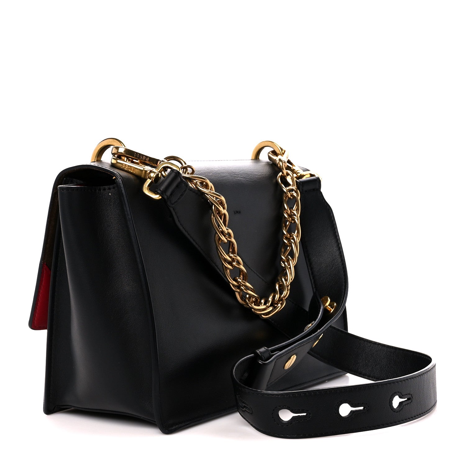 Fendi Vitello Grace Matte Kan U Shoulder Bag Black 3 of 11