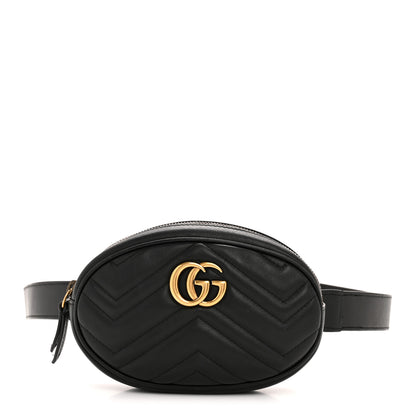 Gucci Calfskin Matelasse GG Marmont Belt Bag 95 38 Black 1 of 13