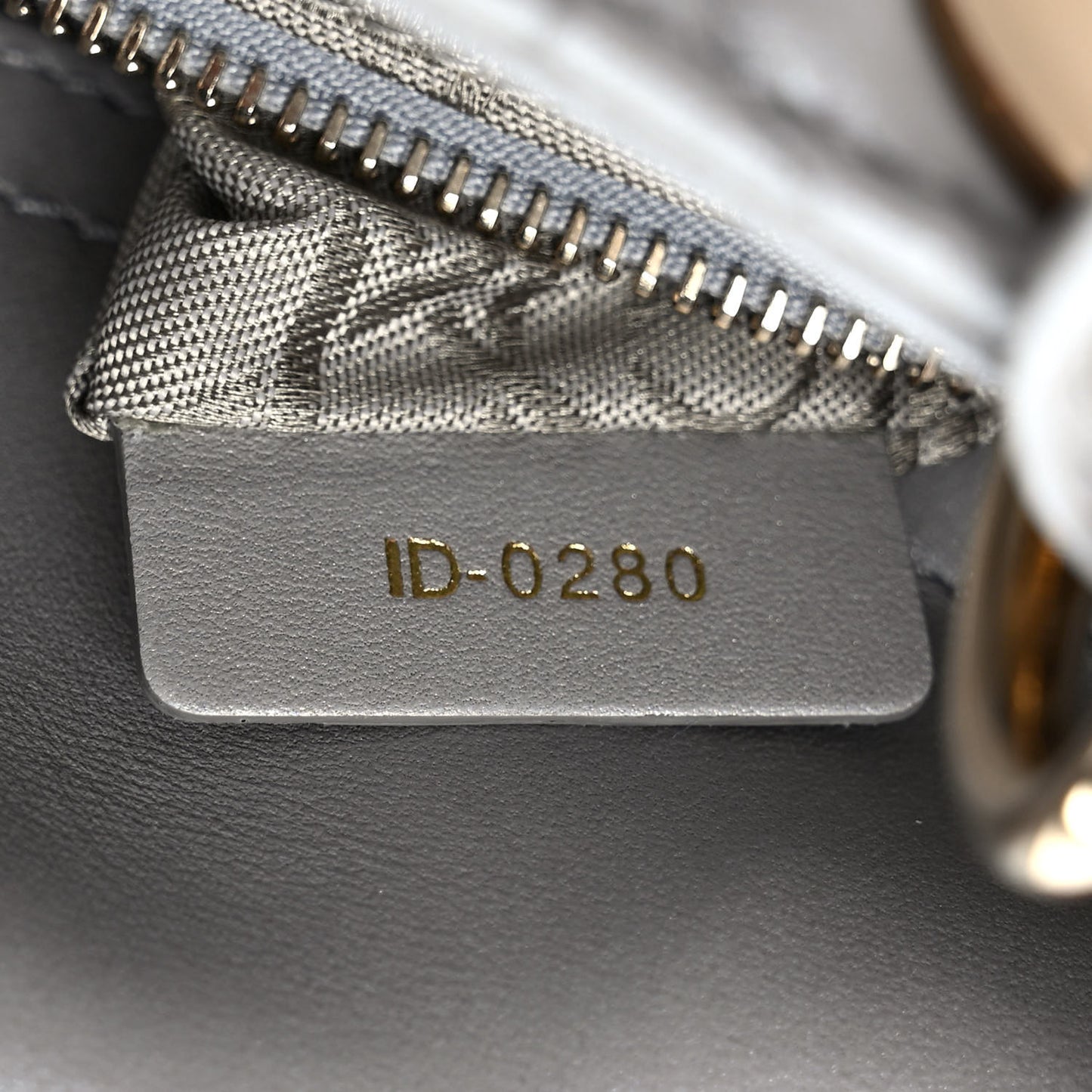Metallic Lambskin Cannage Mini Lady Dior Grey