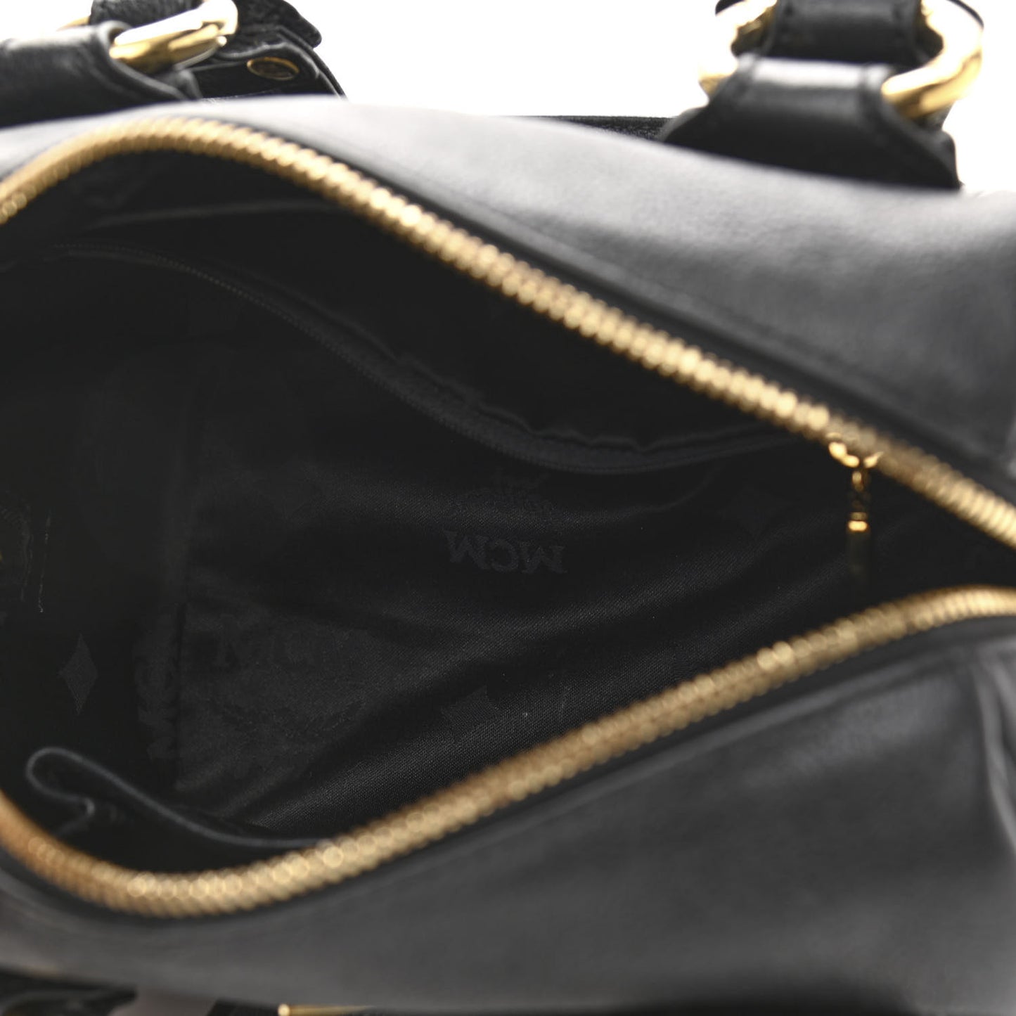 Grained Calfskin Studded Boston Bag Black