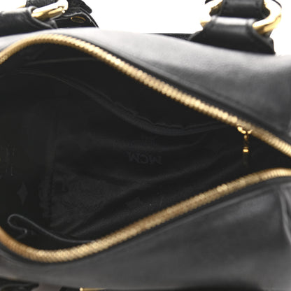 MCM Grained Calfskin Studded Boston Bag Black 5 of 12