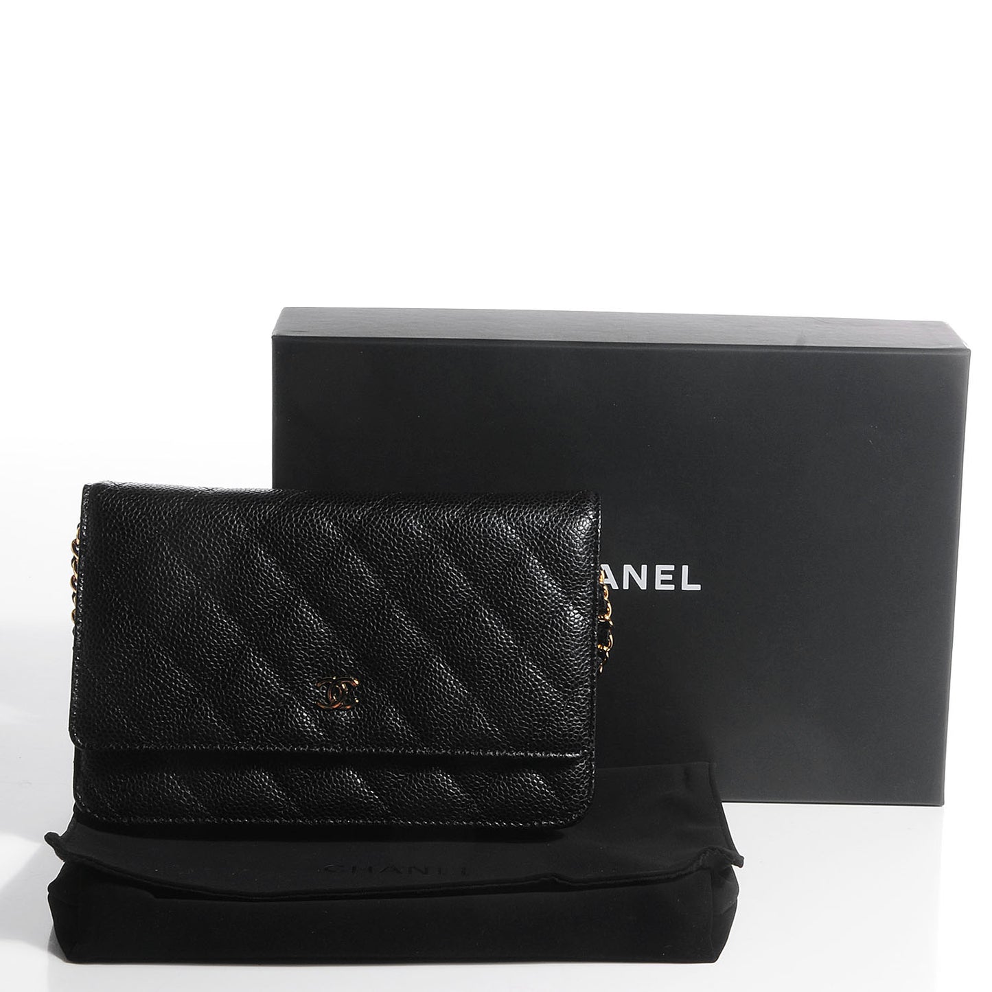 Caviar Quilted Wallet On Chain WOC Black
