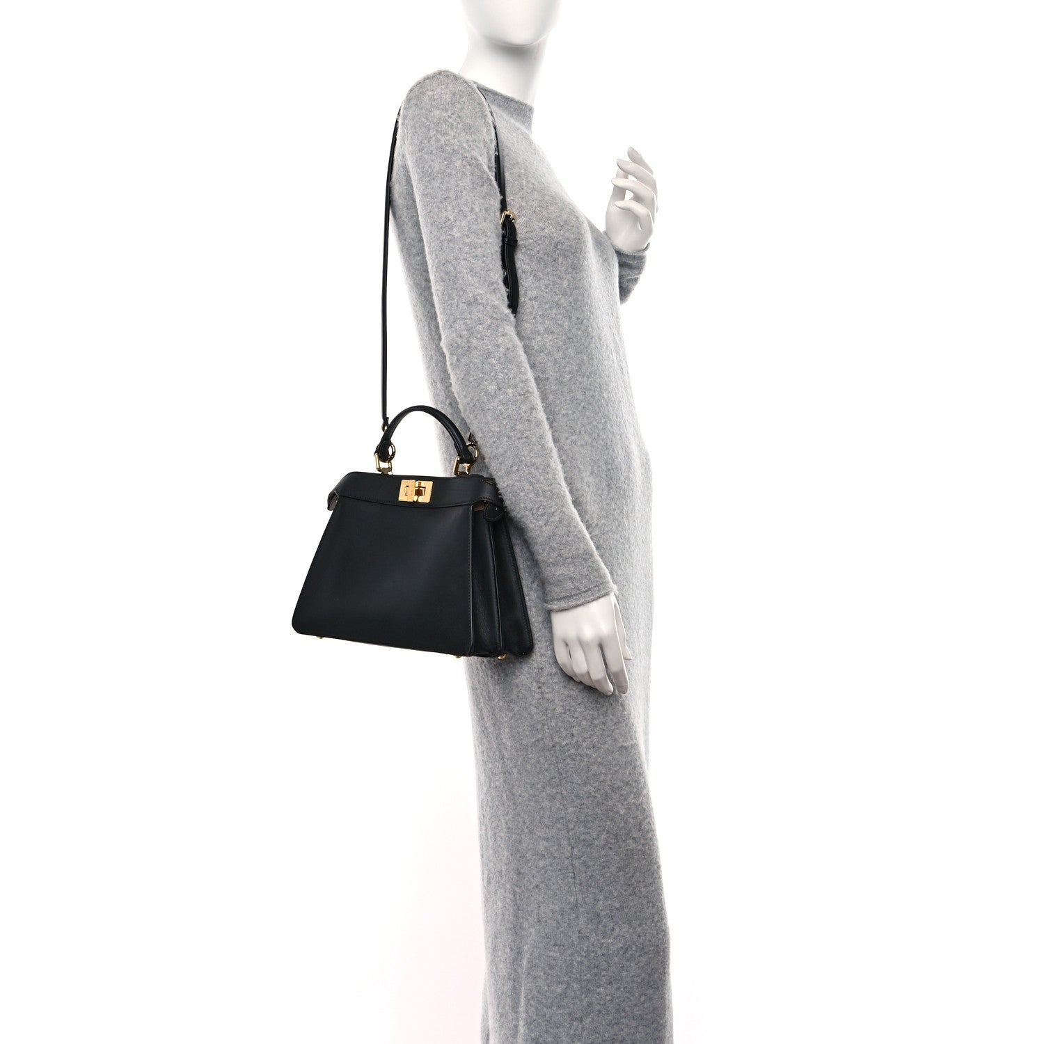 Fendi Shiny Nappa Petite Peekaboo I SEE U Satchel Black 4 of 13