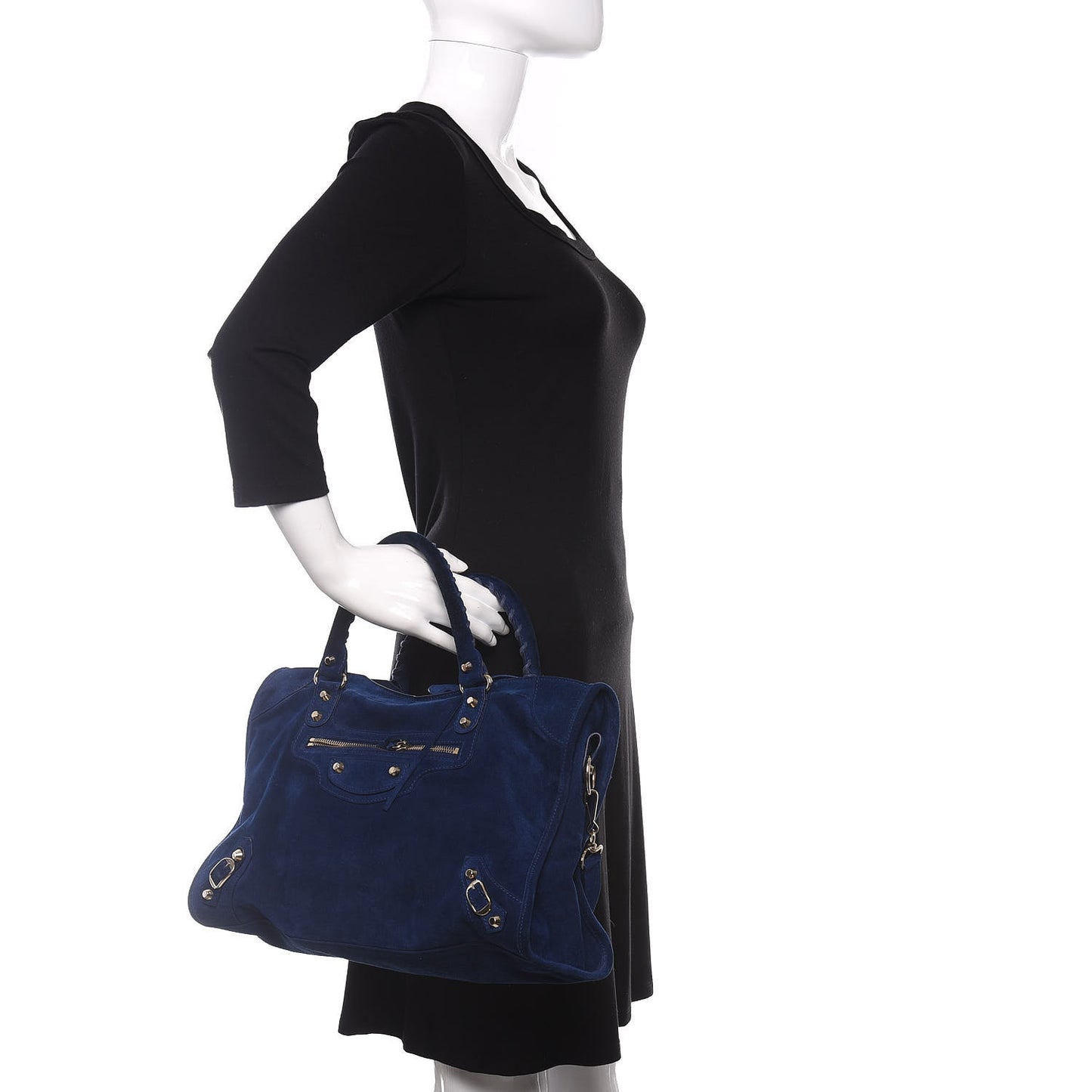 Baby Daim Suede Classic Gold Hardware City Bleu Pacifique