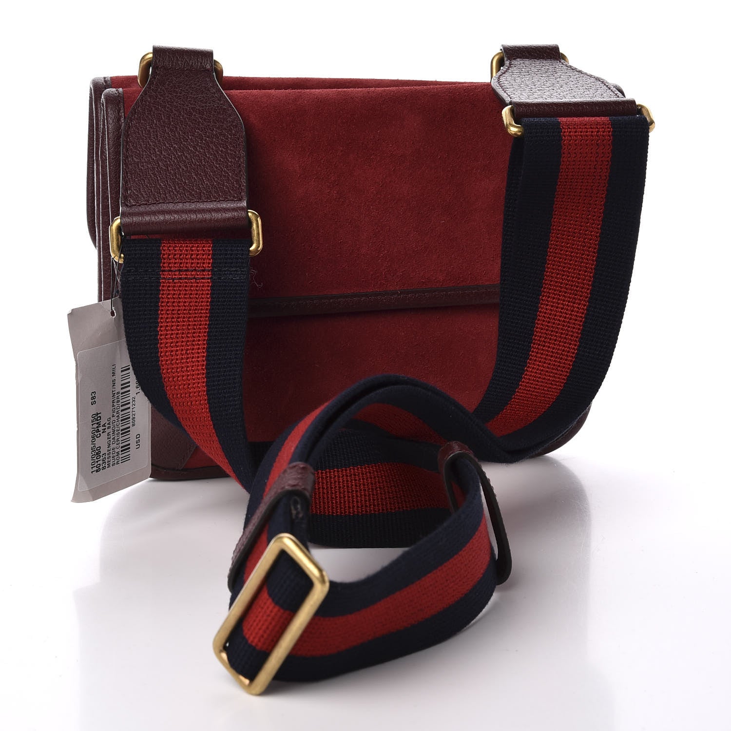 Gucci Suede Web Small Neo Vintage Double Flap Messenger Bag Romantic Cherry Chardonnay 2 of 16