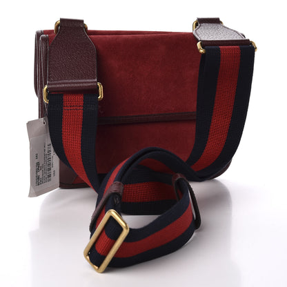 Gucci Suede Web Small Neo Vintage Double Flap Messenger Bag Romantic Cherry Chardonnay 2 of 16