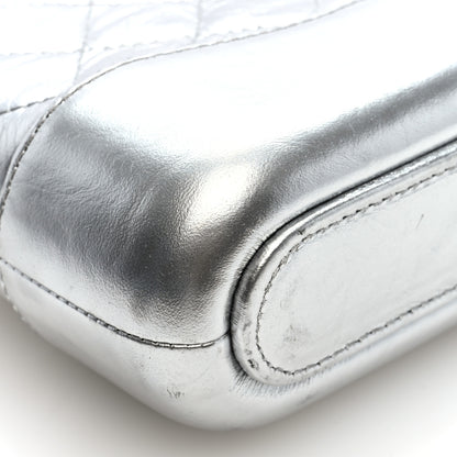 Chanel Metallic Lambskin Calfskin Quilted Small Gabrielle Clutch With Chain Silver 10 of 11