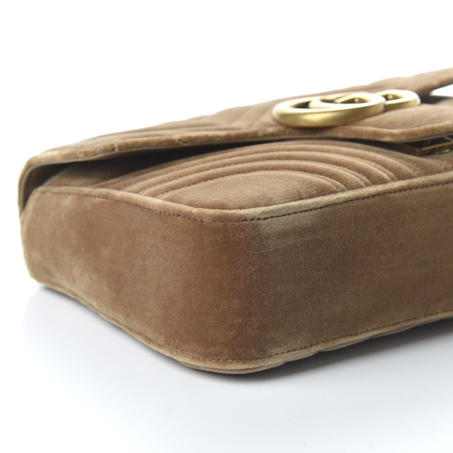 Velvet Matelasse Medium GG Marmont Shoulder Bag Taupe