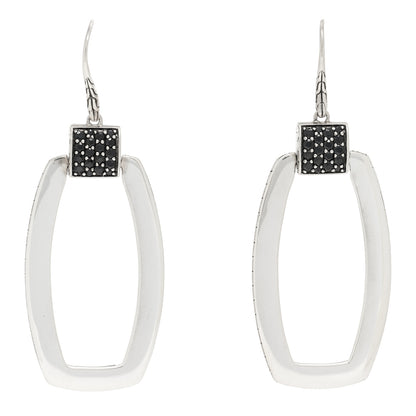 John Hardy Sterling Silver Black Sapphire Rectangular Drop Earrings 1 of 4