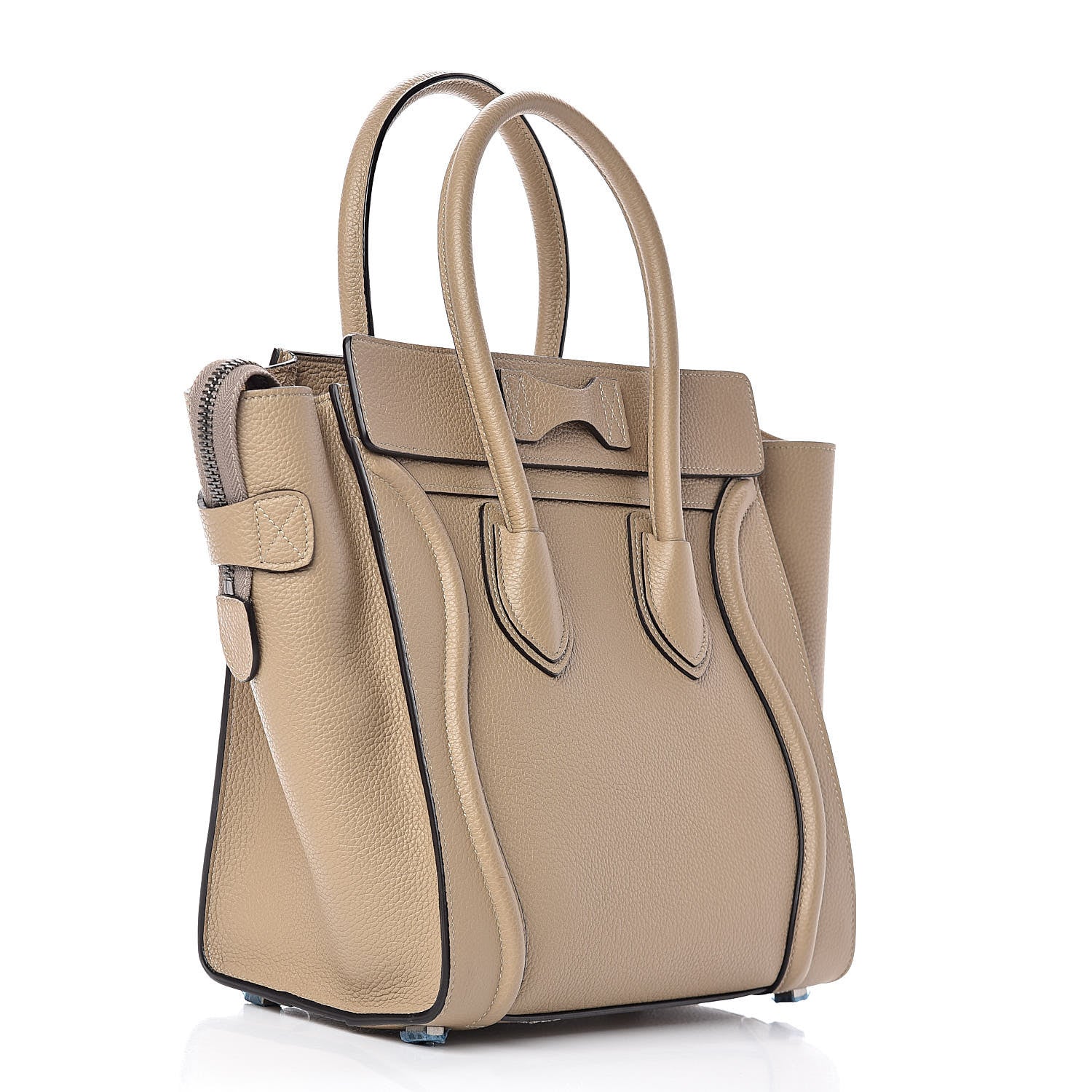 Celine Drummed Calfskin Micro Luggage Dune 3 of 9