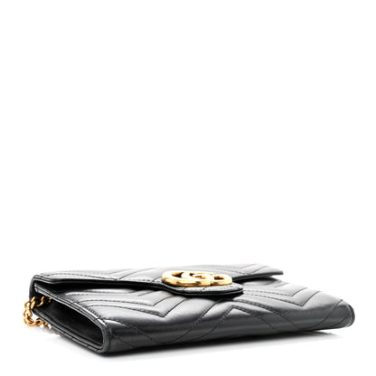 Gucci Calfskin Matelasse Mini GG Marmont Chain Wallet Black 4 of 11