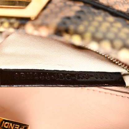 Fendi Snakeskin Mini Peekaboo Iconic Satchel Pink Green 7 of 10