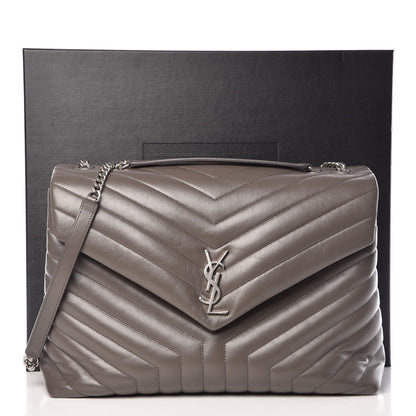 Saint Laurent Calfskin Y Quilted Monogram Large Loulou Chain Satchel Earth 11 of 11