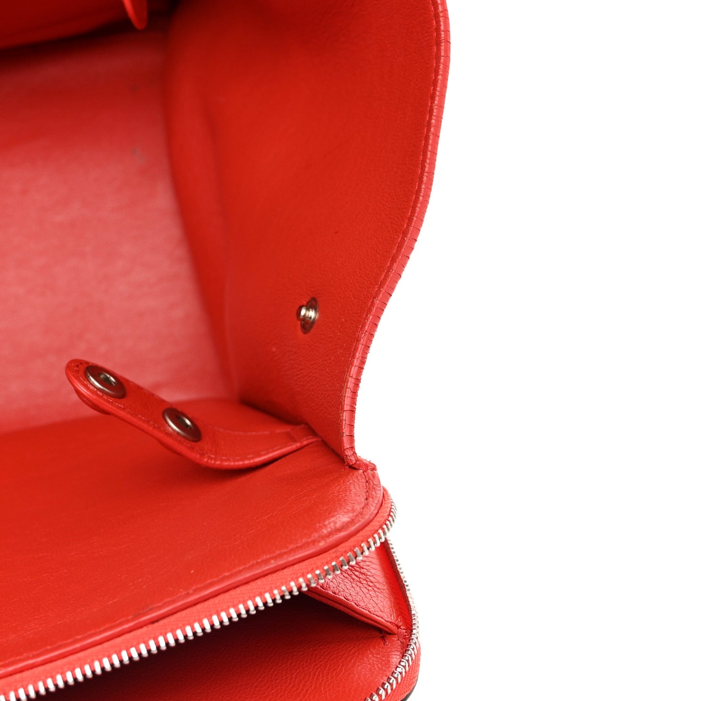 Drummed Calfskin Suede Double Zip Trapeze Vermillion