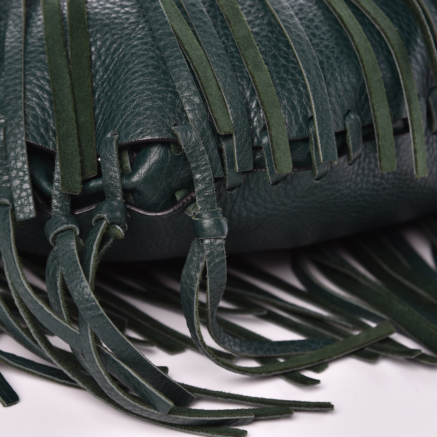 Valentino Garavani Grained Calfskin C-Rockee Fringe Hobo Light Emerald 8 of 12