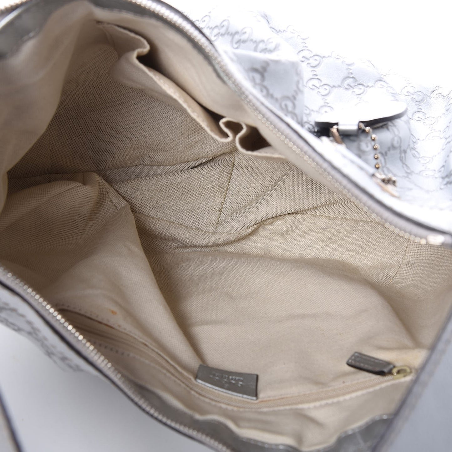Metallic Guccissima Medium Sukey Hobo Silver
