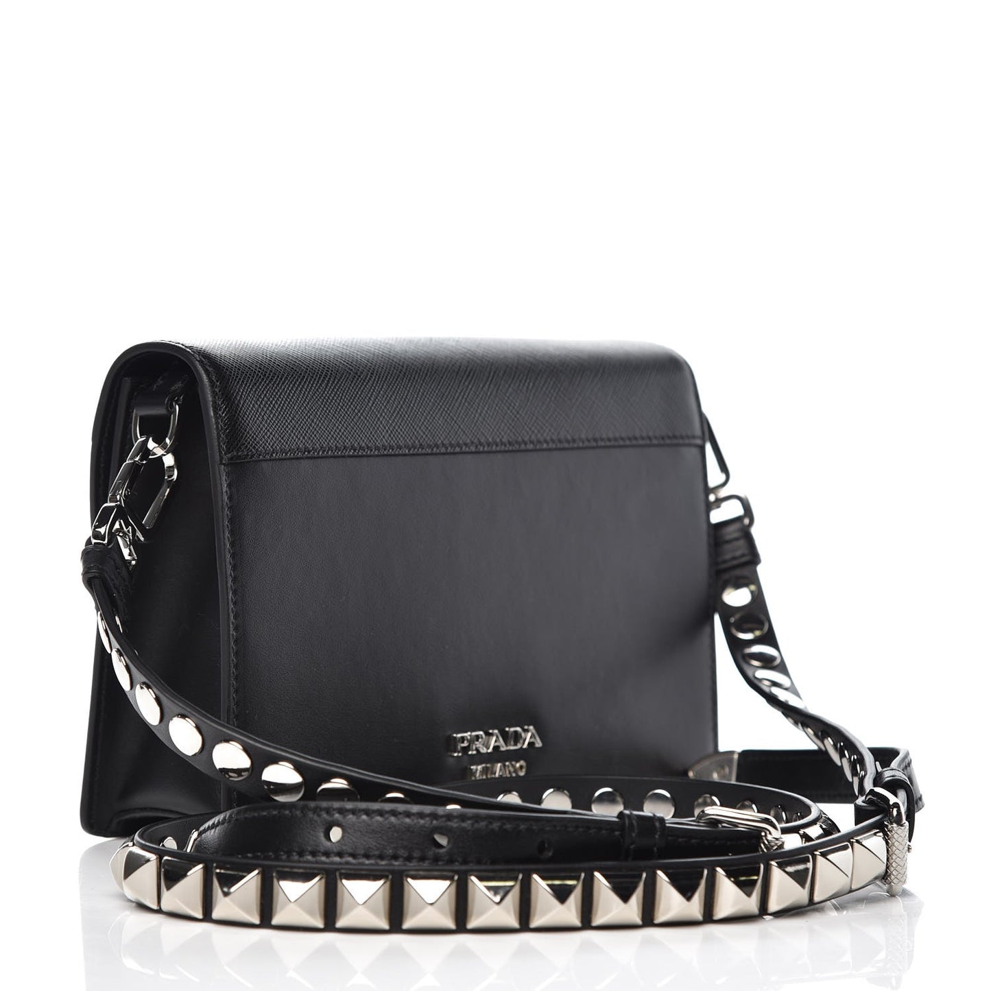 City Calfskin Saffiano Racing Logo Elektra Shoulder Bag Black Verde
