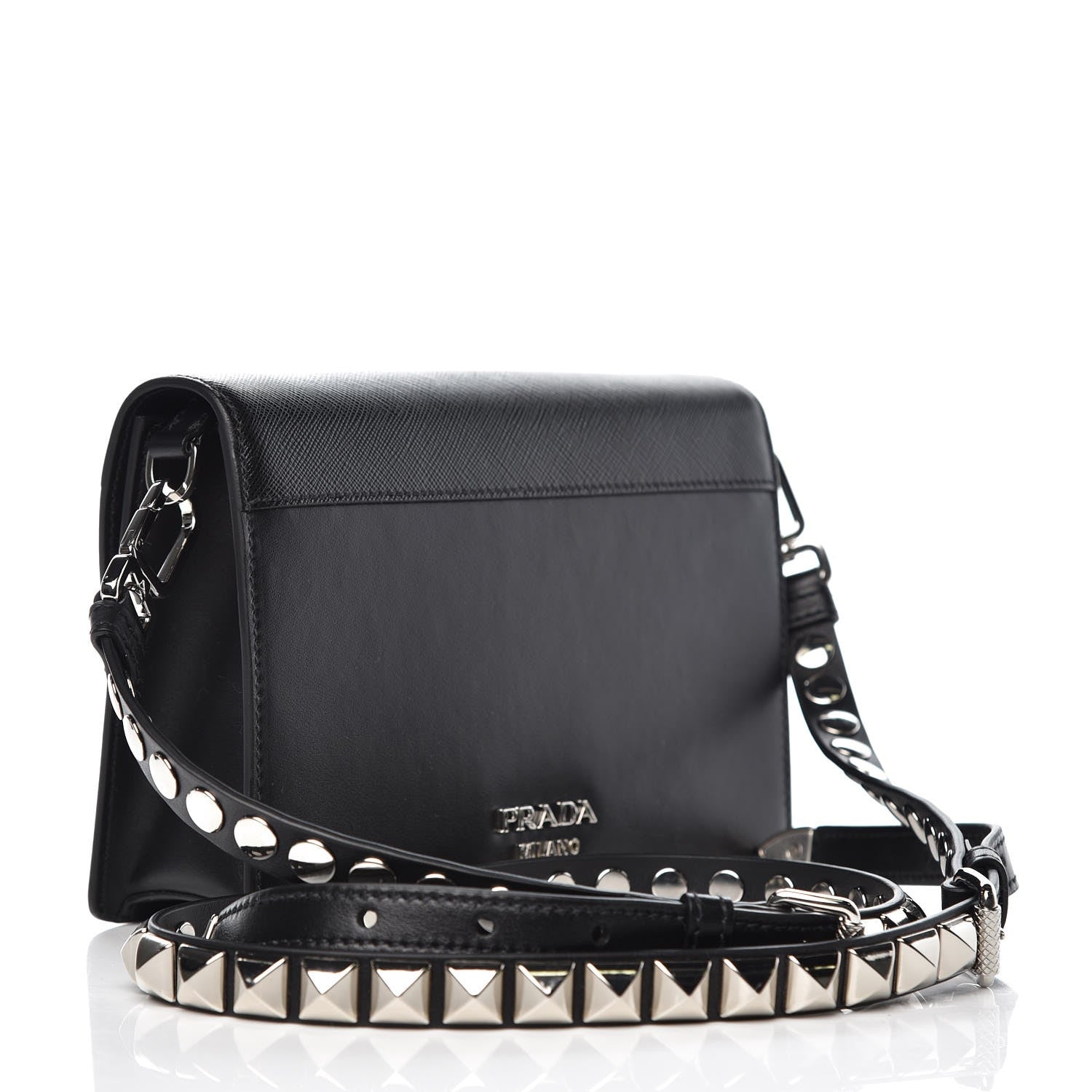 Prada City Calfskin Saffiano Racing Logo Elektra Shoulder Bag Black Verde 3 of 6