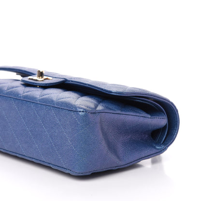 Chanel Iridescent Caviar Quilted Medium Double Flap Dark Blue 9 of 11