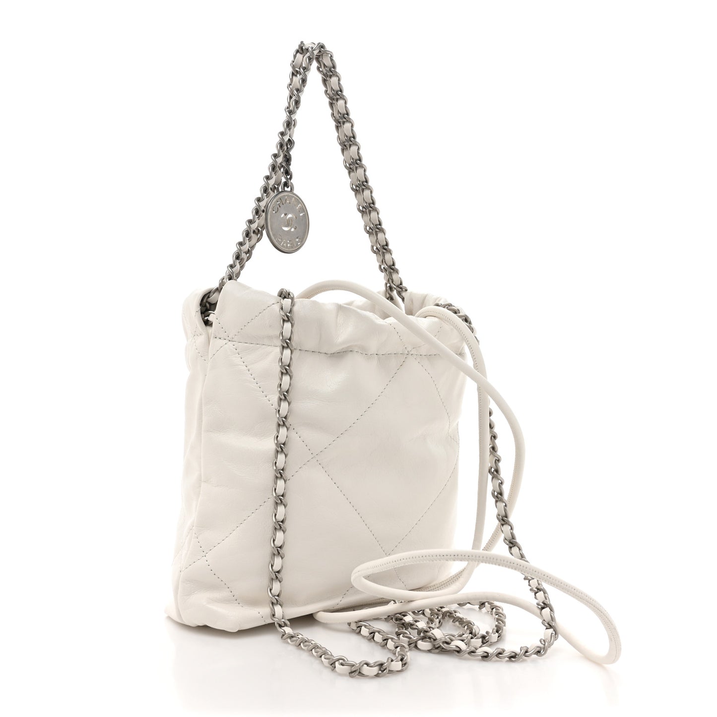 Shiny Calfskin Quilted Mini Chanel 22 White