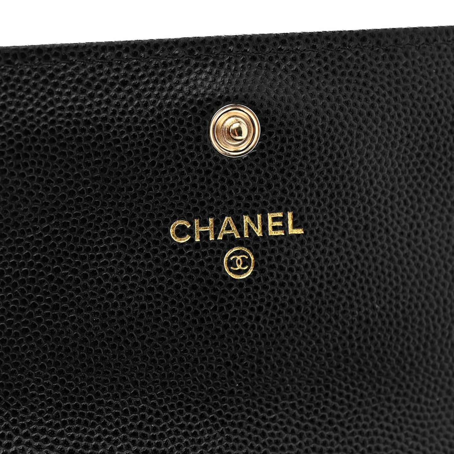 Caviar Quilted Crystal CC Large Gusset Flap Wallet Black