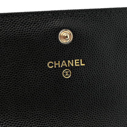 Chanel Caviar Quilted Crystal CC Large Gusset Flap Wallet Black 6 of 9