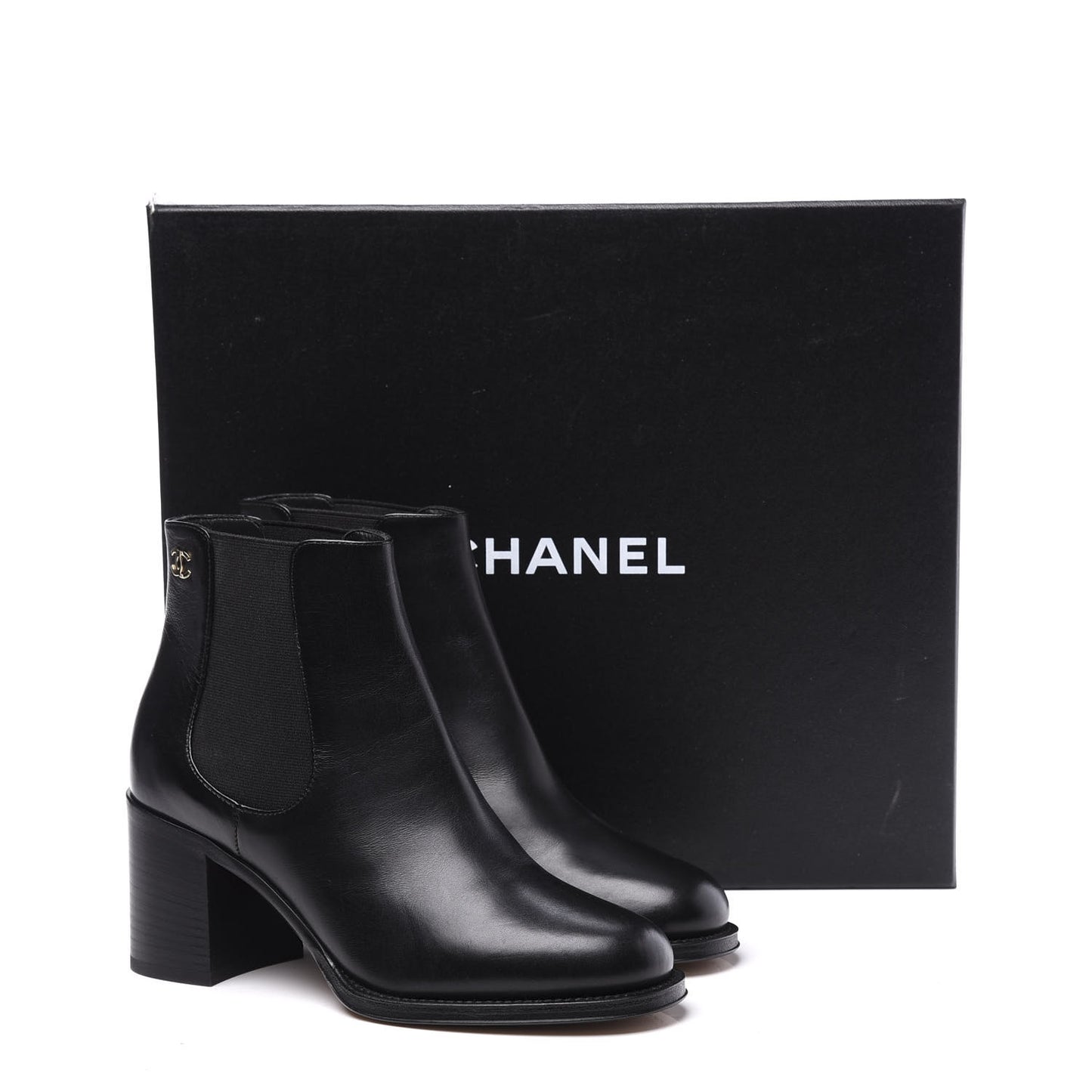 Calfskin Short Boots 36.5 Black