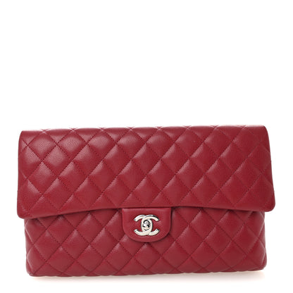 Chanel Caviar Quilted Flap Clutch Red 1 of 9