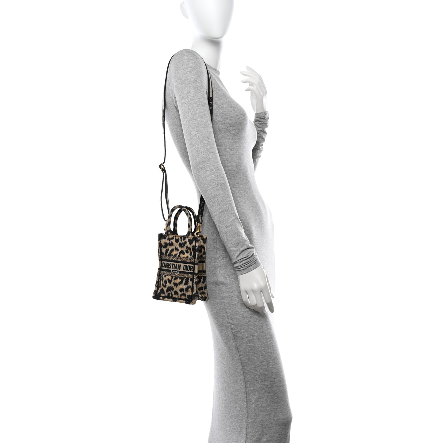 Canvas Mizza Embroidered Mini Book Tote Phone Bag Beige