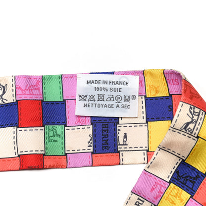 Hermes Silk Bolduc Au Carre Twilly Corail Jaune Multicolor 4 of 5