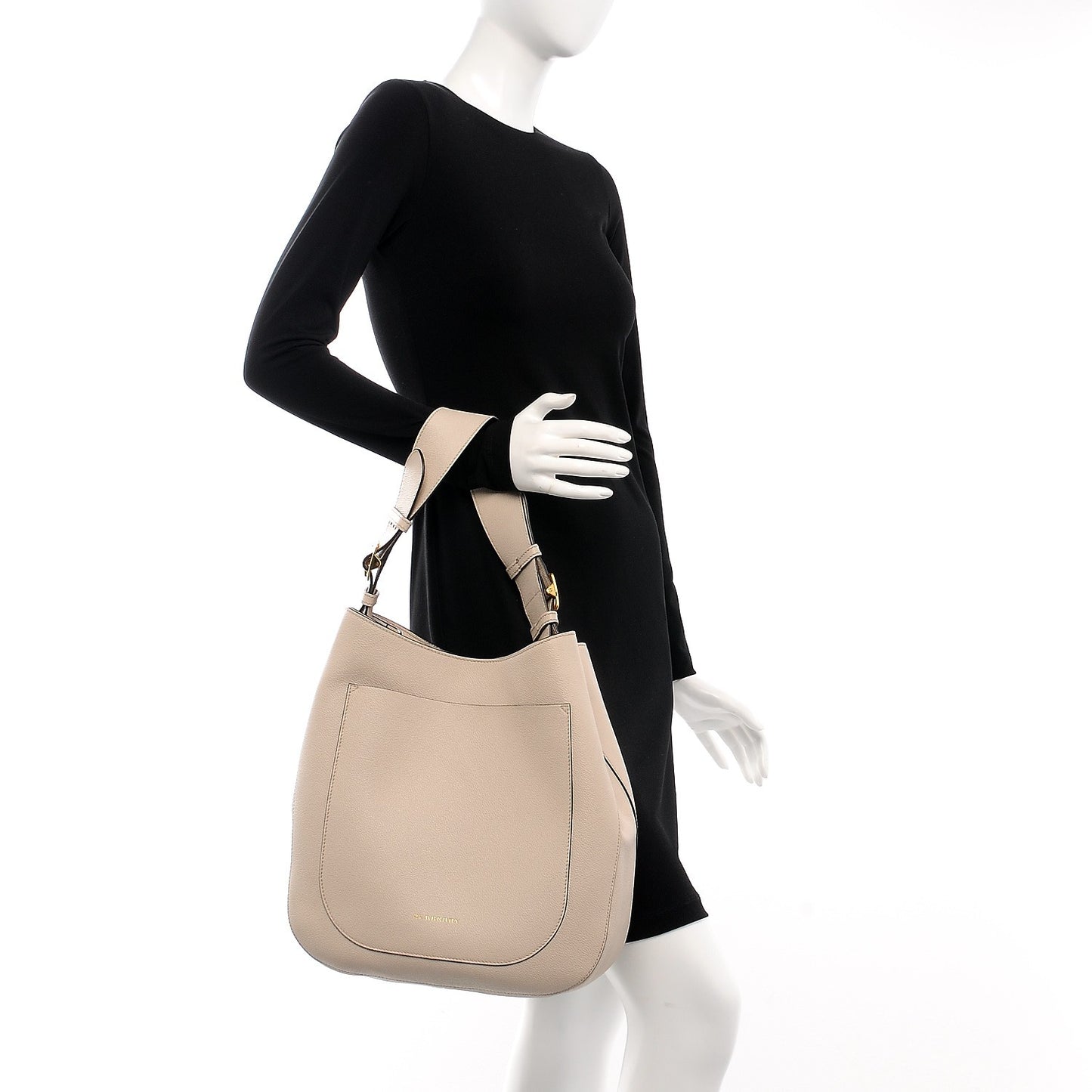 Grainy Calfskin Small Elmstone Hobo Limestone