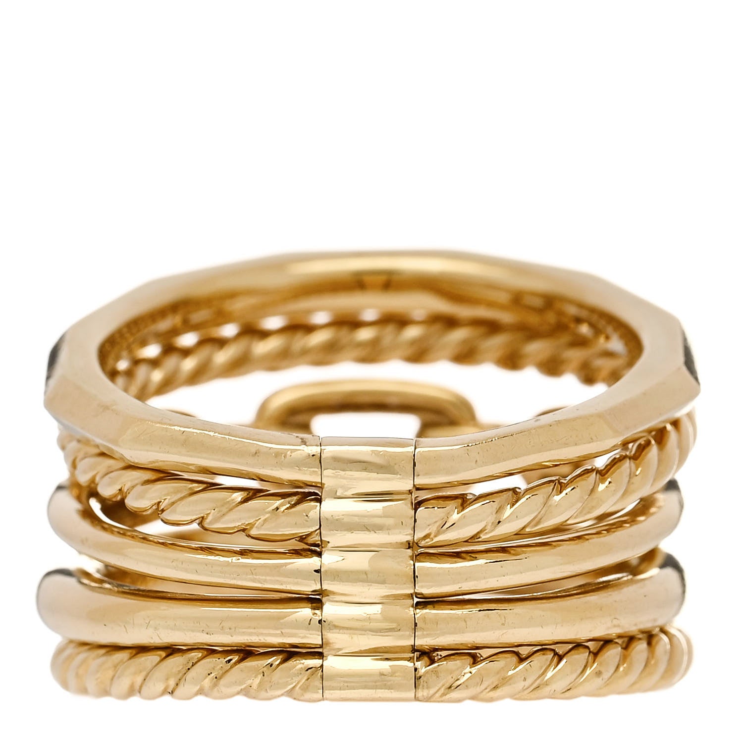David Yurman 18K Yellow Gold Diamond 15mm Stax Five-Row Ring 57 8 3 of 6