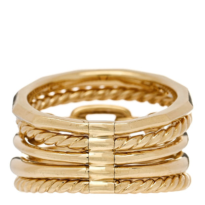 David Yurman 18K Yellow Gold Diamond 15mm Stax Five-Row Ring 57 8 3 of 6