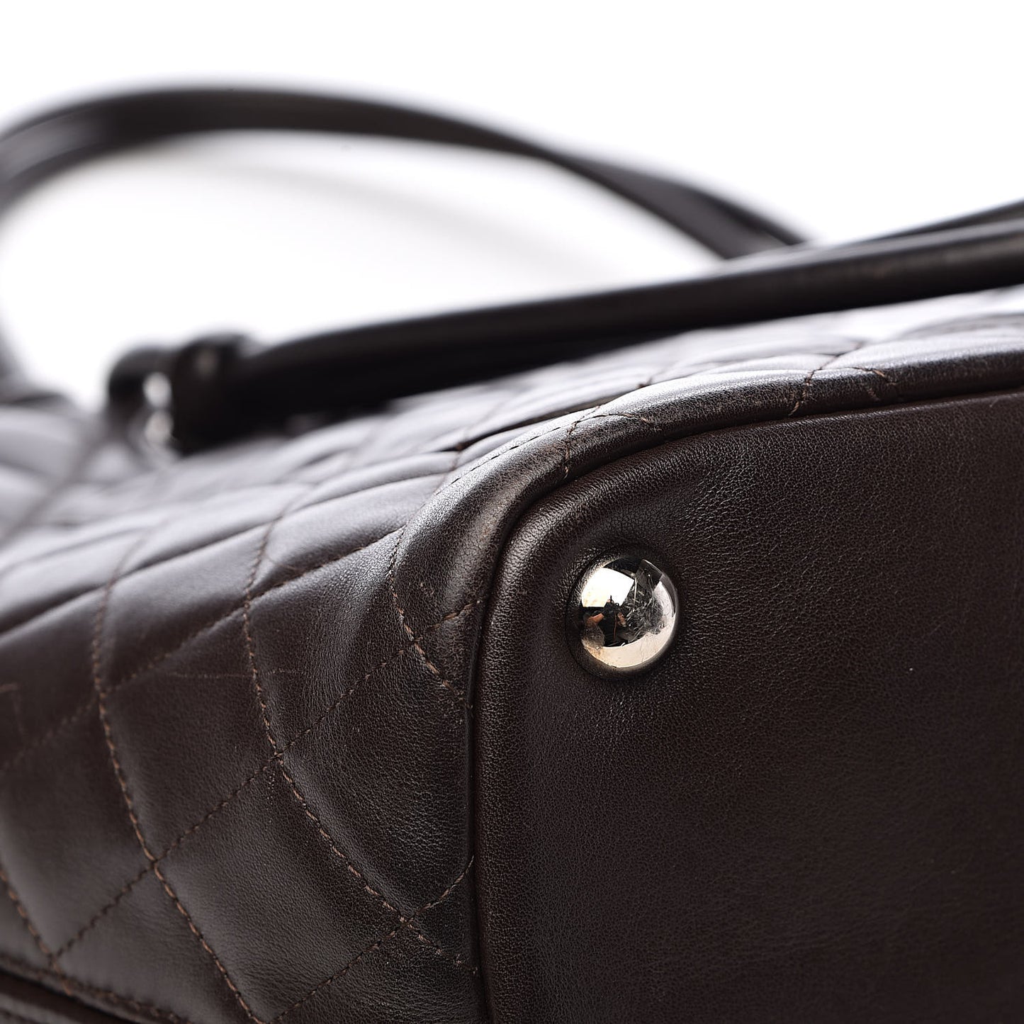 Calfskin Quilted Large Cambon Tote Brown