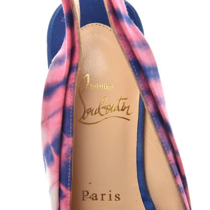 Christian Louboutin Satin Tie and Dye Greissimo Slingback Platform Pumps 37 Multicolor 8 of 9