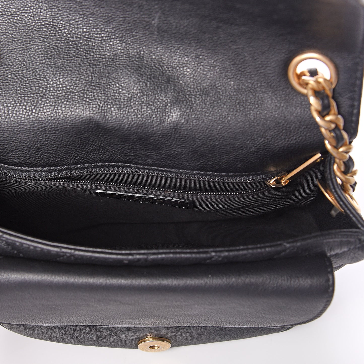 Grained Calfskin Quilted Messenger Flap Black