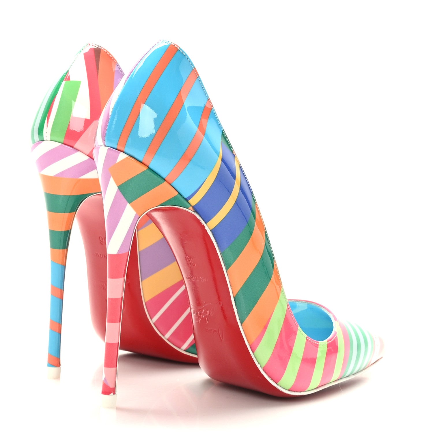 Christian Louboutin Patent Striped Grand Bain Swimming Pool So Kate120 Pumps 36 Multicolor 4 of 7