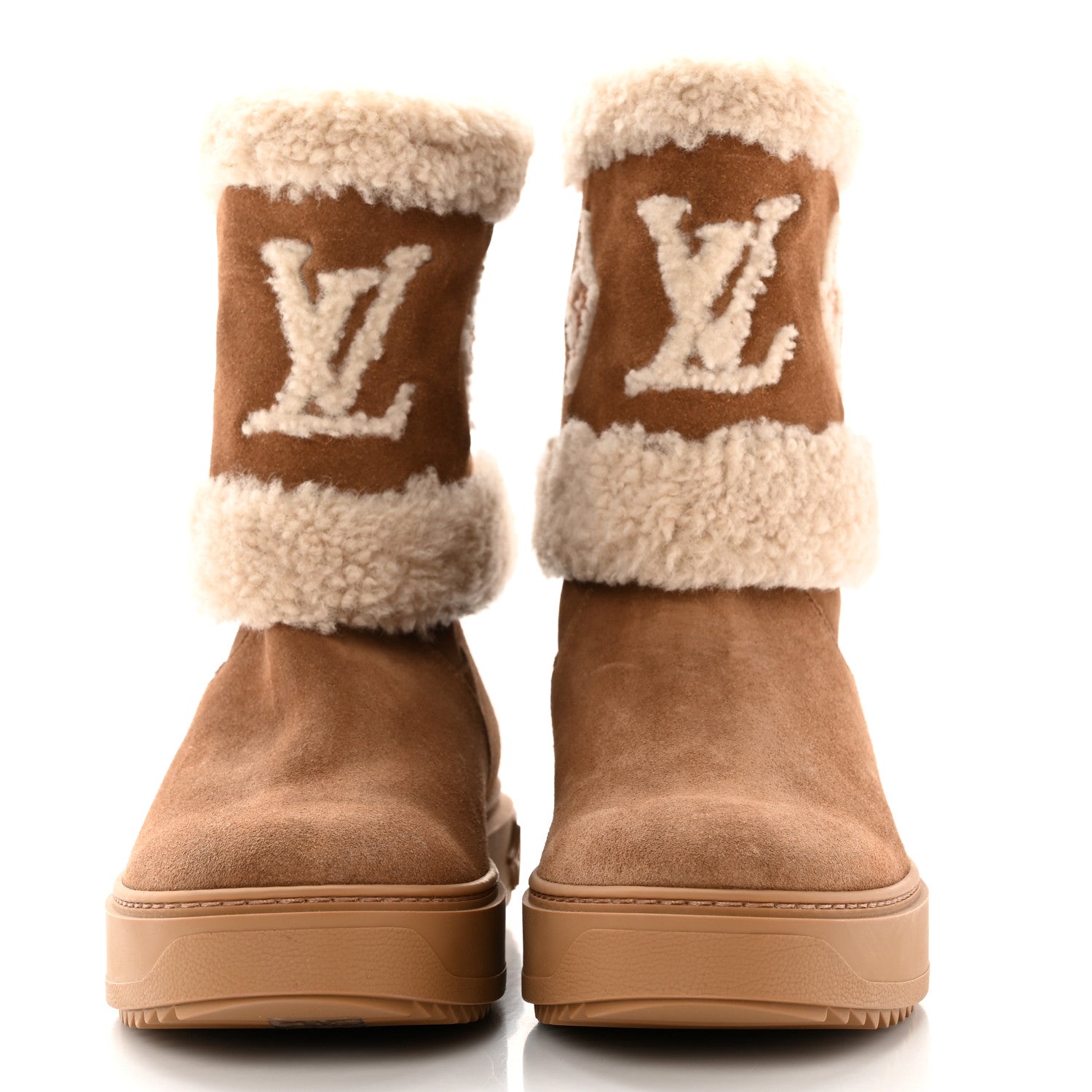 Louis Vuitton Suede Calfskin Shearling Snowdrop Flat Ankle Boot 40 Cognac 2 of 14