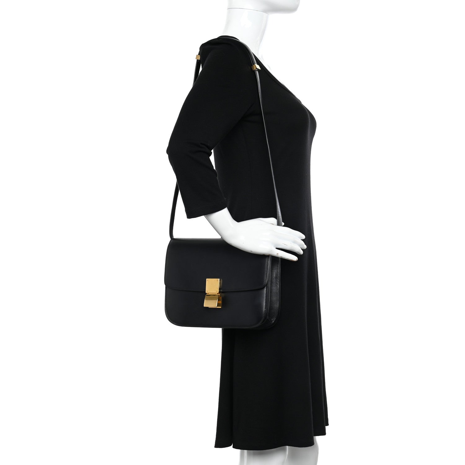 Celine Box Calfskin Medium Classic Box Flap Bag Black 2 of 12