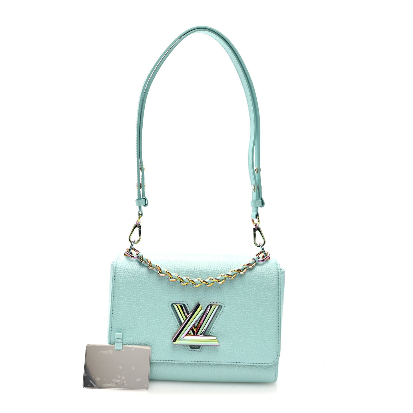 Iridescent Grained Calfskin Summer Splash Twist MM Blue
