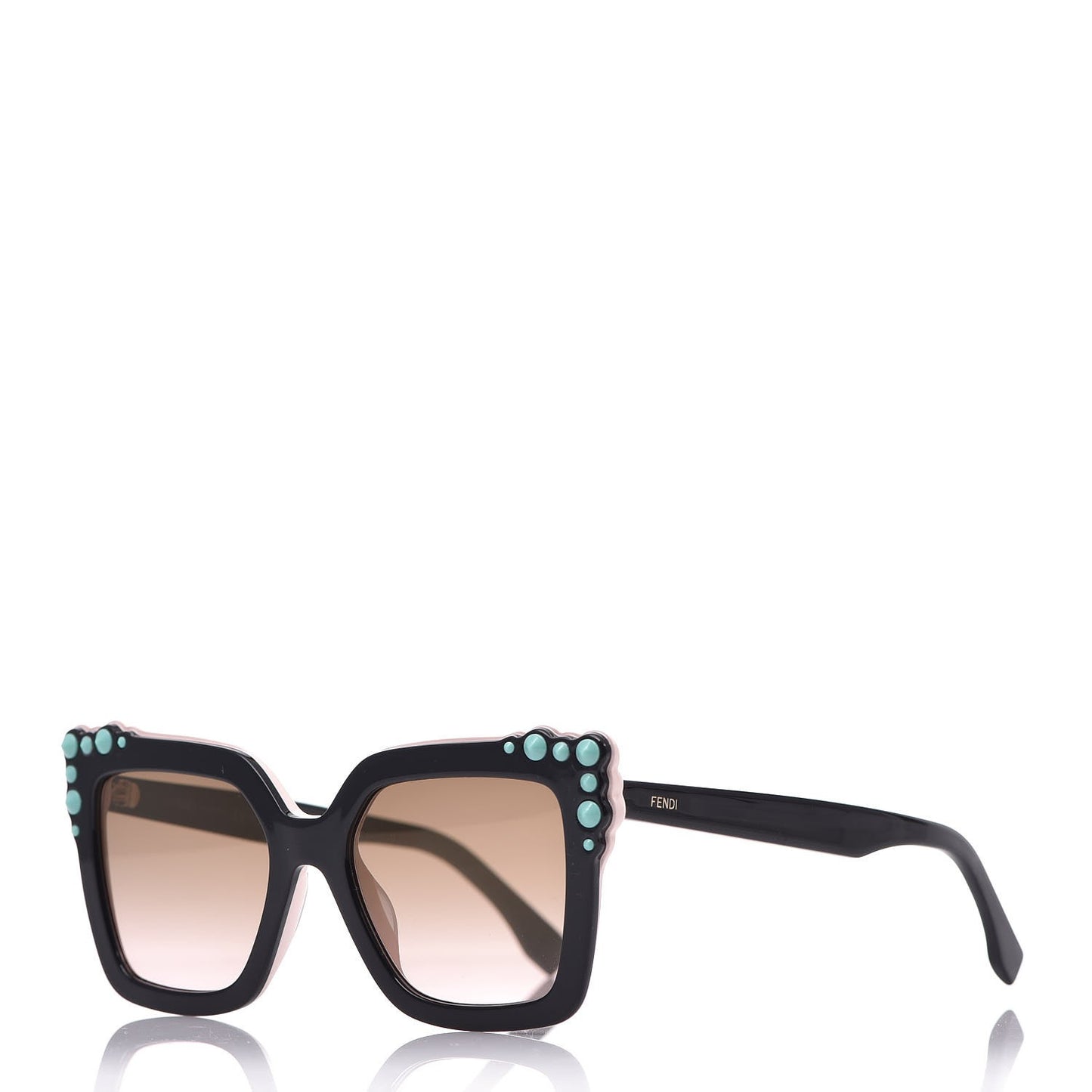 Studded Square Cat Eye Sunglasses FF 0260/S Black Pink